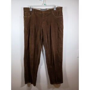 Enzo Tovare Mens Brown Corduroy Straight Leg Cotton Mid Rise Pants Size 40